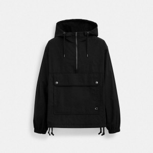 Black Men COACH® Half Zip Pullover Jacket | 09625MBEL