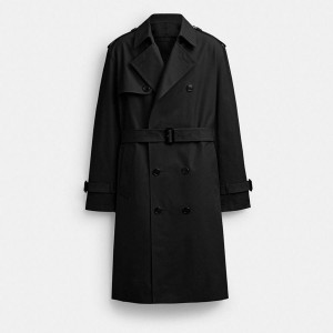 Black Men COACH® Relaxed Trench Coat Jacket | 13527XBTE