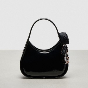 Black Women COACH® Ergo In Crinkle Patent Coachtopia Leather With Rosette Hobo Bag | 64729TUAE