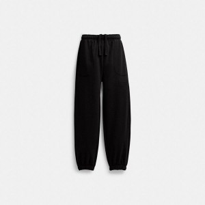Black Women COACH® Essential Solid Joggers Pants | 41982WVIM
