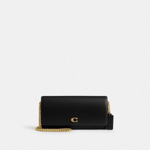 Black Women COACH® Evie Long Wallet With Chain Clutch Bags | 62809ZPIF