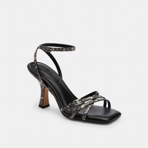 Black Women COACH® Kelsey In Snakeskin Sandals | 81065KVSF