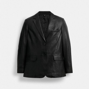 Black Women COACH® Leather Blazer | 20381ASHD