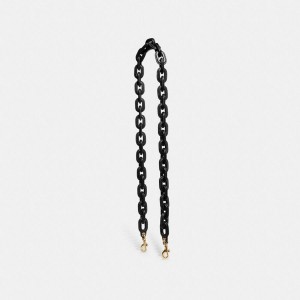 Black Women COACH® Leather Covered Chain Strap Charms | 67048YNLZ