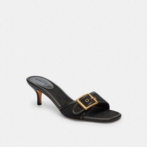 Black Women COACH® Margot In Signature Jacquard Sandals | 97610GRNQ