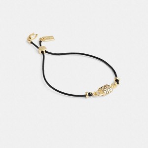 Black Women COACH® Quilted Padlock Leather Slider Bracelet Jewelry | 51936BWEP