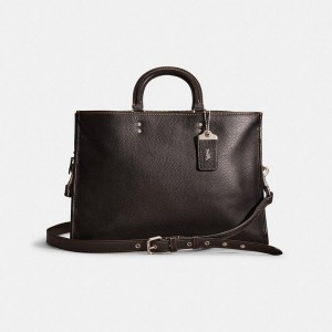Black Women COACH® Restored Rogue Brief Tote Bags | 62408PJNF