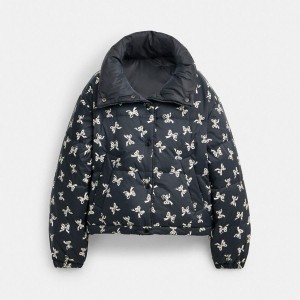 Black Women COACH® Reversible Cropped Puffer In Recycled Polyamide Jacket | 95812ONEL