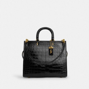 Black Women COACH® Rogue In Alligator Tote Bags | 58914RSKB