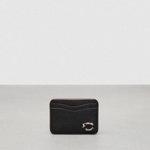 Black Women COACH® Wavy Card Case In Coachtopia Leather Wallet | 39167INZL
