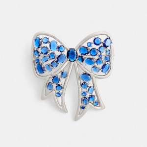 Blue Women COACH® Crystal Bow Brooch Jewelry | 41623WCSB