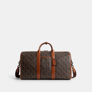 Brown Men COACH® Gotham Duffle 45 With Horse And Carriage Print Tote Bags | 30857TVIF