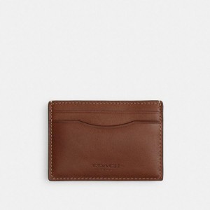 Brown Men COACH® Money Clip Card Case Wallet | 46805PIYV