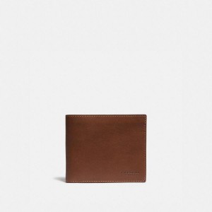Brown Men COACH® Slim Billfold Wallet | 38752PBKD