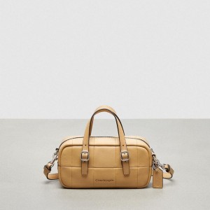 Brown Women COACH® Alter/Ego Mini Satchel In Checkerboard Upcrafted Leather With Crossbody Strap Tote Bags | 17259ZIJG