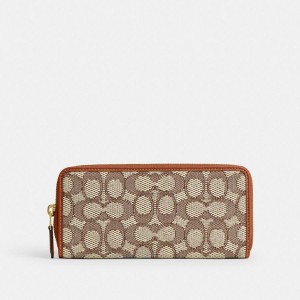 Brown Women COACH® Essential Slim Accordion Zip In Signature Jacquard Wallet | 76425SJKF
