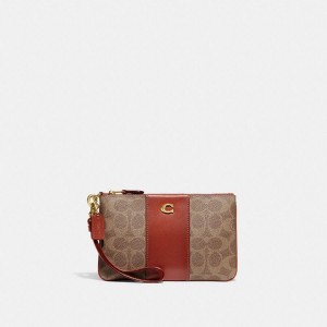 Brown Women COACH® Essential Small Wristlet In Signature Canvas Wallet | 72906NSMD