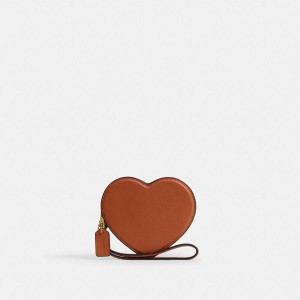 Brown Women COACH® Heart Coin Purse Wallet | 52148PJFA