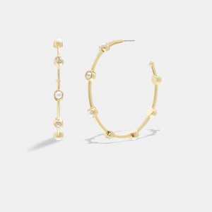 Gold Women COACH® Classic Pearl Large Hoop Earrings Jewelry | 13960AODU