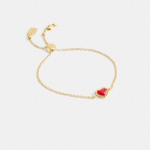 Gold Women COACH® Halo Heart Slider Bracelet Jewelry | 72863KYMV