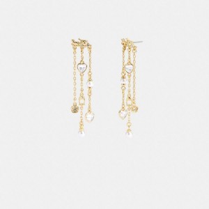 Gold Women COACH® Horse And Carriage Front Back Charm Earrings Jewelry | 12358XLUV