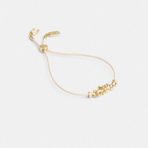 Gold Women COACH® Horse And Carriage Leather Slider Bracelet Jewelry | 15690VZLP