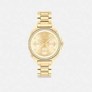 Gold Women COACH® Kitt Chronograph, 34 Mm Watches | 78296OMUZ