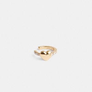 Gold Women COACH® Pavé Heart Ear Cuff Jewelry | 81325LSWN