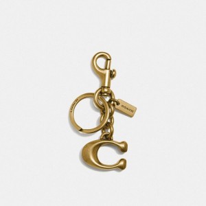 Gold Women COACH® Signature Bag Charms | 83176QYKM