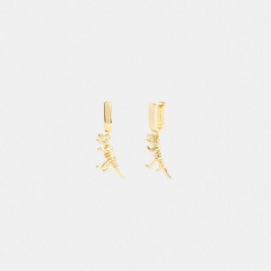 Gold Women COACH® Skeletal Rexy Huggie Earrings Jewelry | 74018CAJV