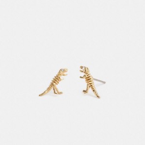Gold Women COACH® Skeletal Rexy Stud Earrings Jewelry | 06297PCDL