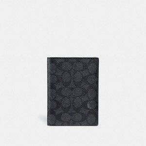 Grey Women COACH® Passport Case In Signature Canvas Wallet | 43519OYMU