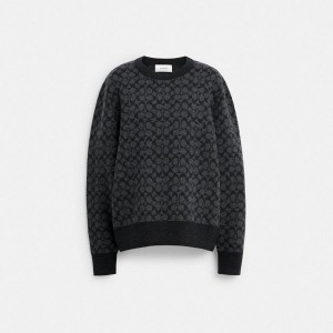 Grey Women COACH® Signature Crewneck Sweater | 58367ETOA