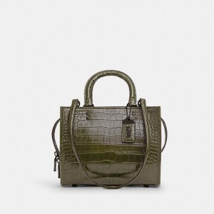 Olive Women COACH® Rogue 25 In Alligator Tote Bags | 03726JWAX