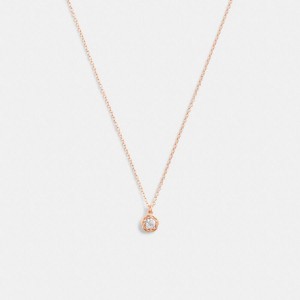 Pink Women COACH® Halo Tea Rose Pendant Necklace Jewelry | 01529TEQY