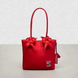 Red Women COACH® Topia Loop Small Tote In Recycled Polyester With Heart Appliqué Tote Bags | 17365YQMX