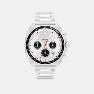 Silver Men COACH® Charter Chronograph, 44 Mm Watches | 75362OJHE