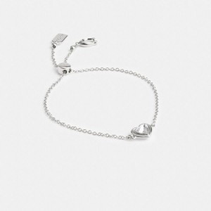 Silver Women COACH® Halo Heart Slider Bracelet Jewelry | 46213ZVIA