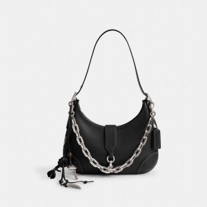 Silver Women COACH® Hamptons Hobo Bag With And Strap Charms | 51234XFJN