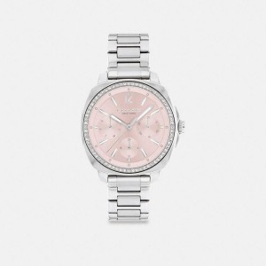 Silver Women COACH® Kitt Chronograph, 34 Mm Watches | 74895YXTS