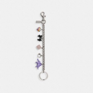 Silver Women COACH® Motif Chain Bag Charms | 19358ADJY