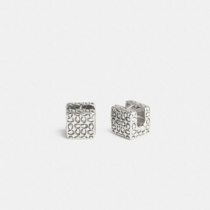 Silver Women COACH® Quilted Cube Earrings Jewelry | 04571AWSP