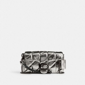 Silver Women COACH® Tabby Crossbody Wristlet With Quilting Clutch Bags | 46379FRGJ