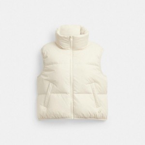White Women COACH® Puffer In Recycled Polyamide Vest | 46370BVYJ