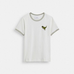 White Women COACH® Rexy Ringer T-Shirt | 37940DGZK