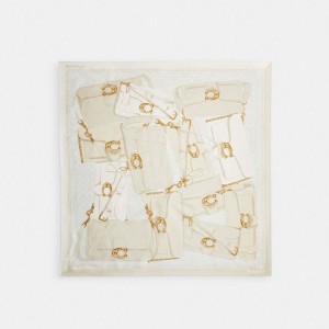 White Women COACH® Tabby Bag Print Silk Square Scarf | 12397GFTO