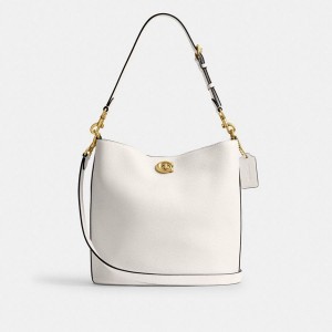 White Women COACH® Willow Soft Bucket Tote Bags | 54832BZFD