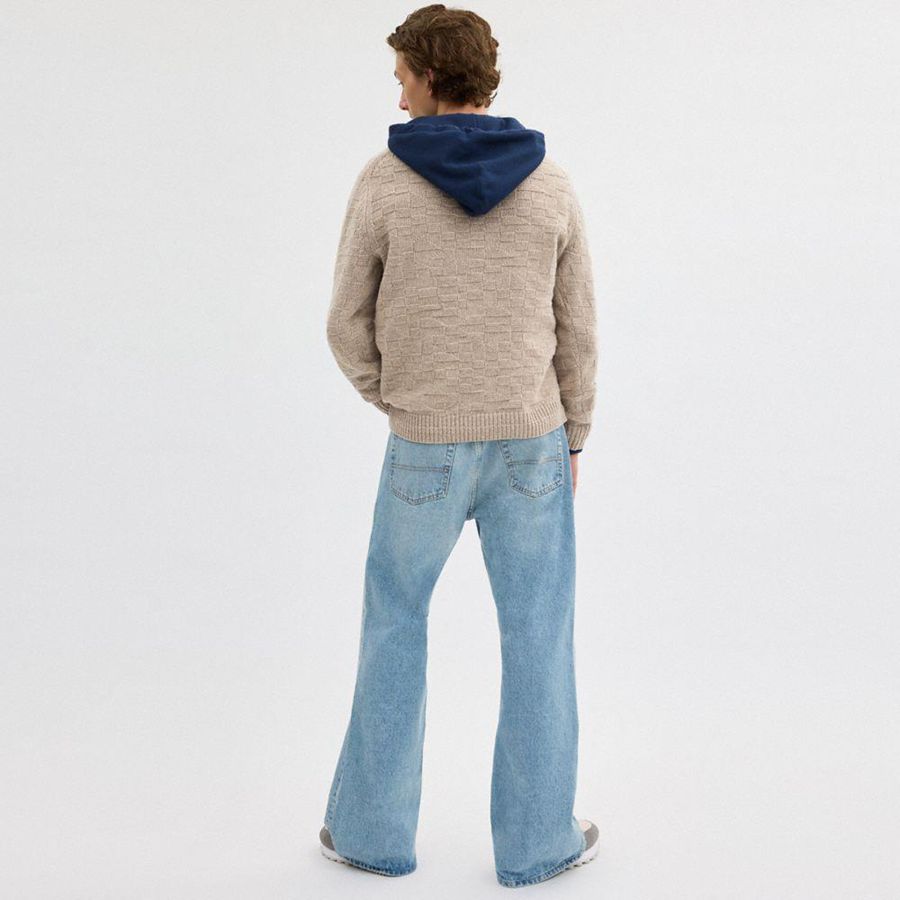 Beige Men COACH® Signature Knit Crewneck Sweater | 74930TSAU