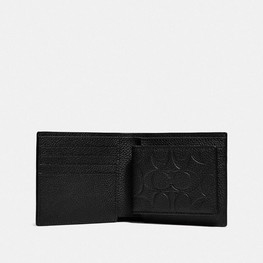 Black Men COACH® 3 In 1 In Signature Leather Wallet | 13580ECIZ