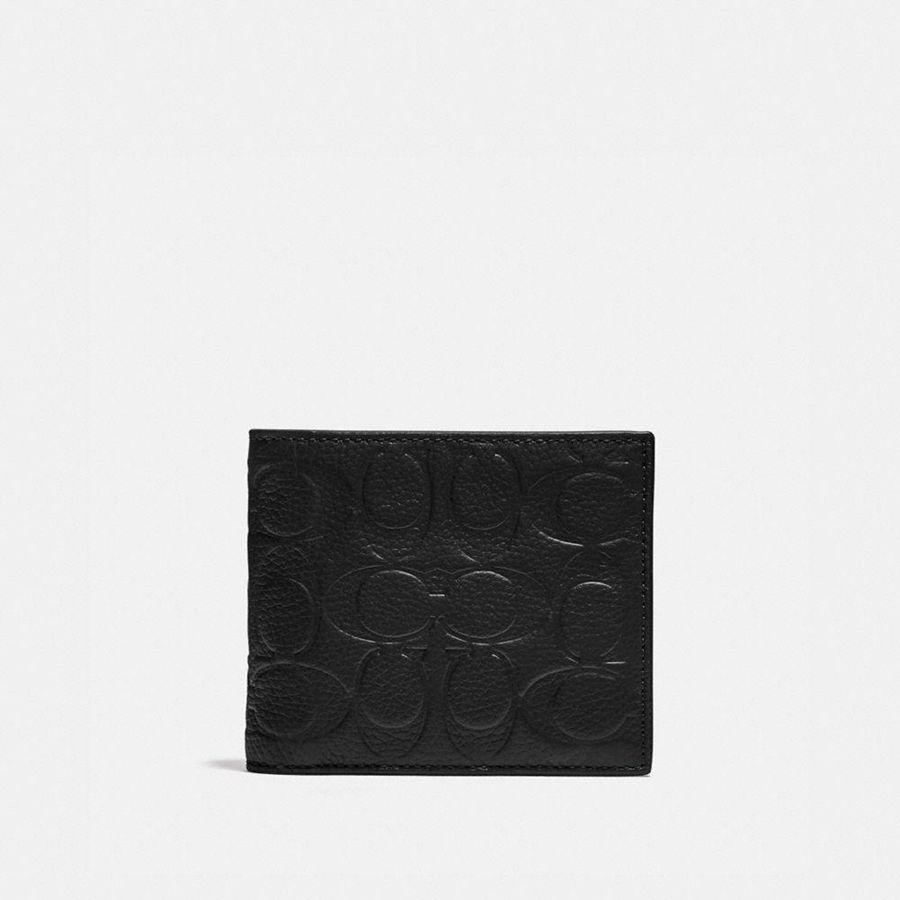 Black Men COACH® 3 In 1 In Signature Leather Wallet | 13580ECIZ
